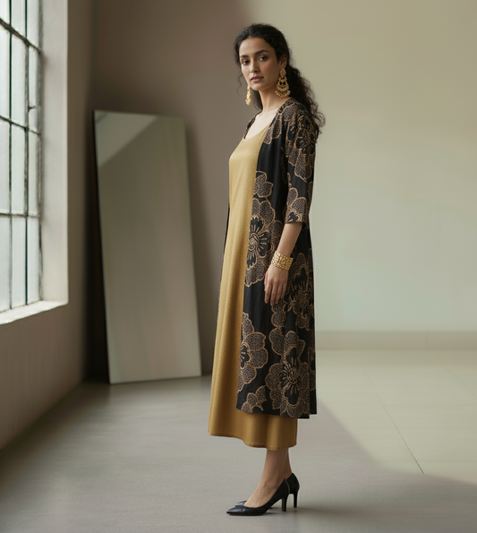 Onyx Flower Shrug (3/4th Length)