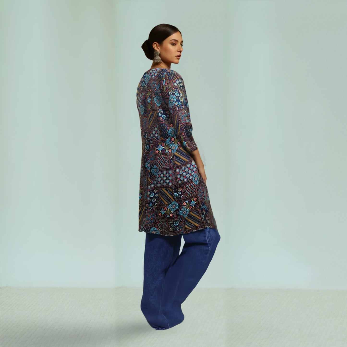 Indigo Mosaic Shrug - Short