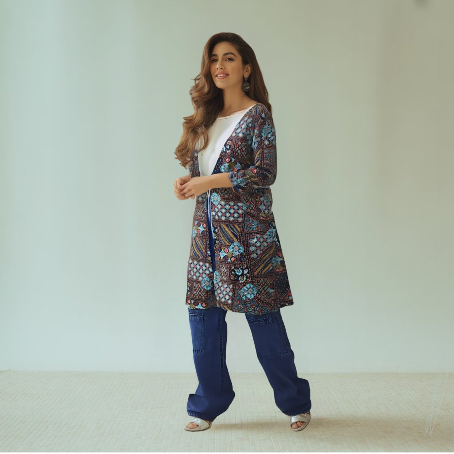 Indigo Mosaic Shrug - Short