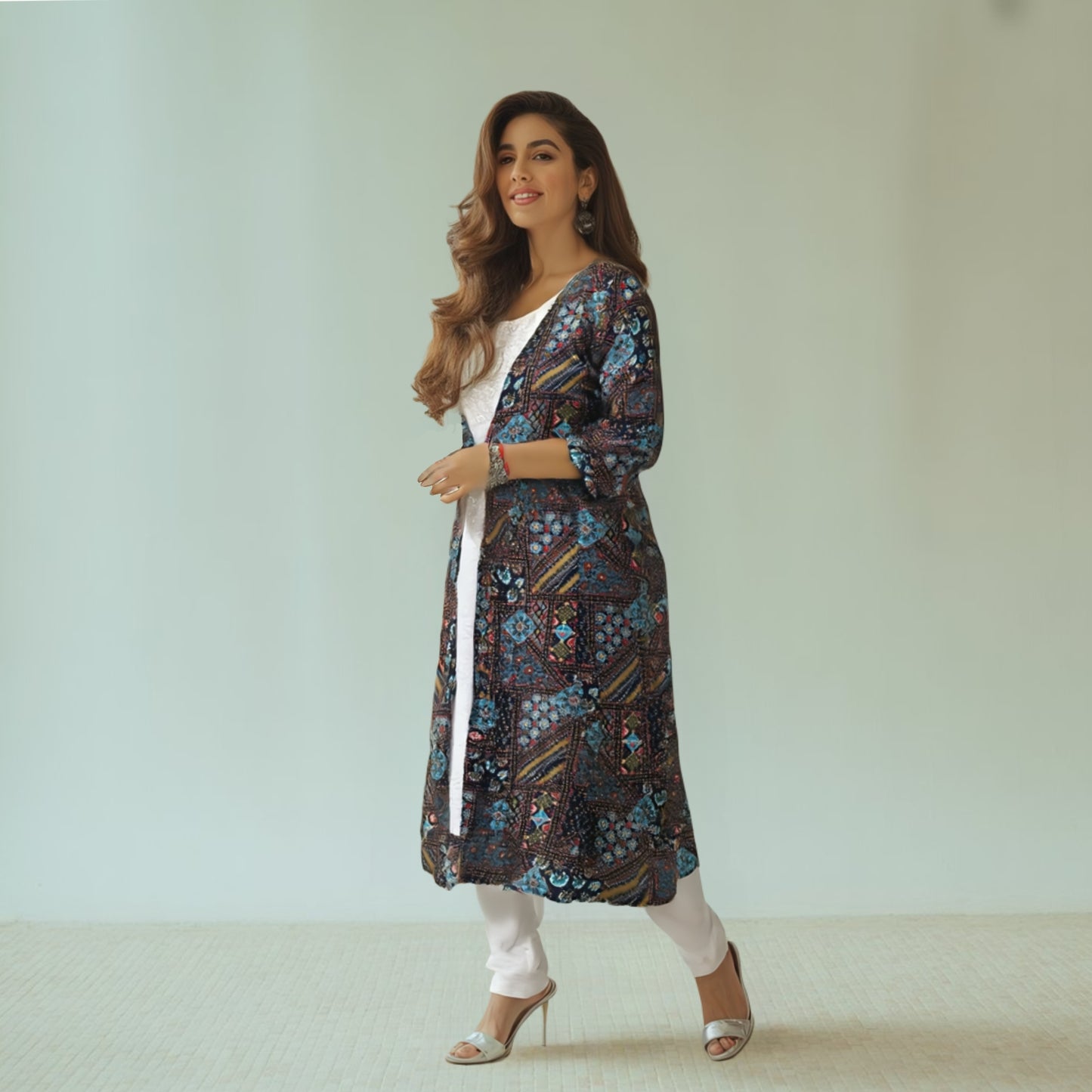 Indigo Mosaic Shrug - Long