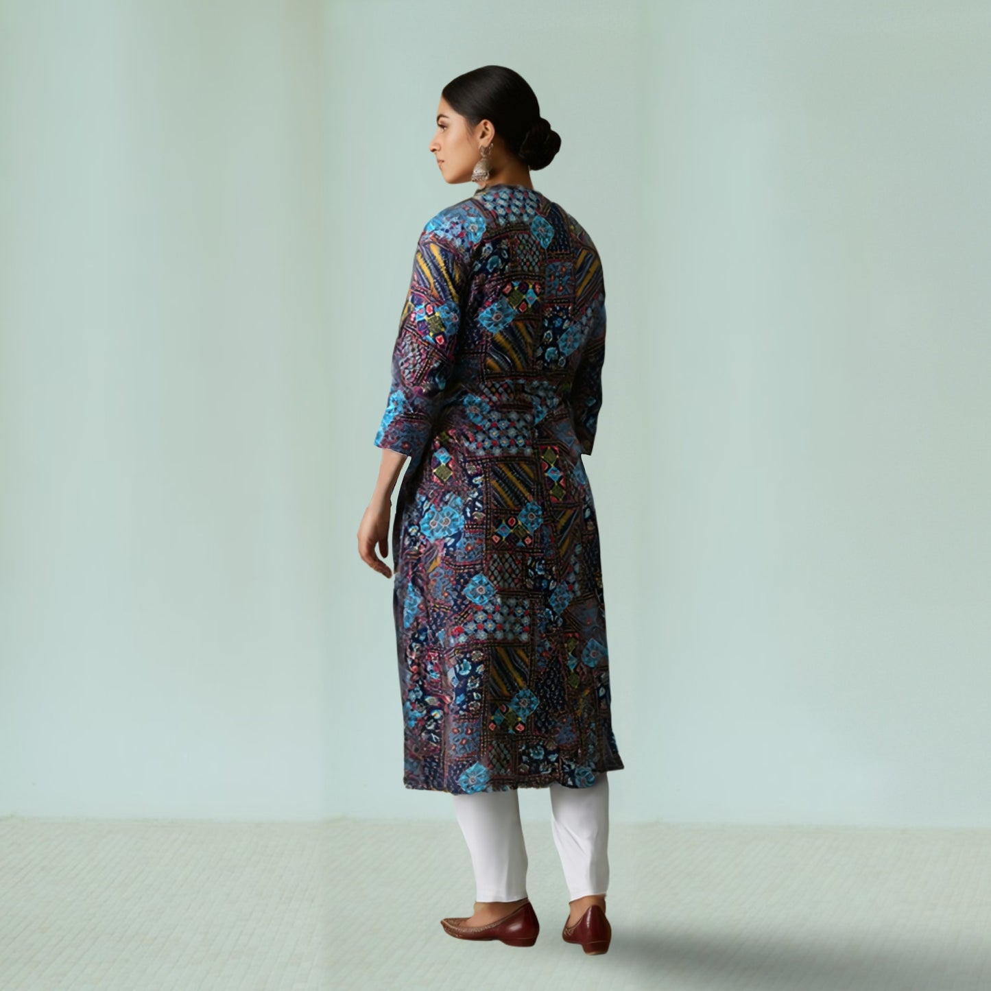 Indigo Mosaic Shrug - Long