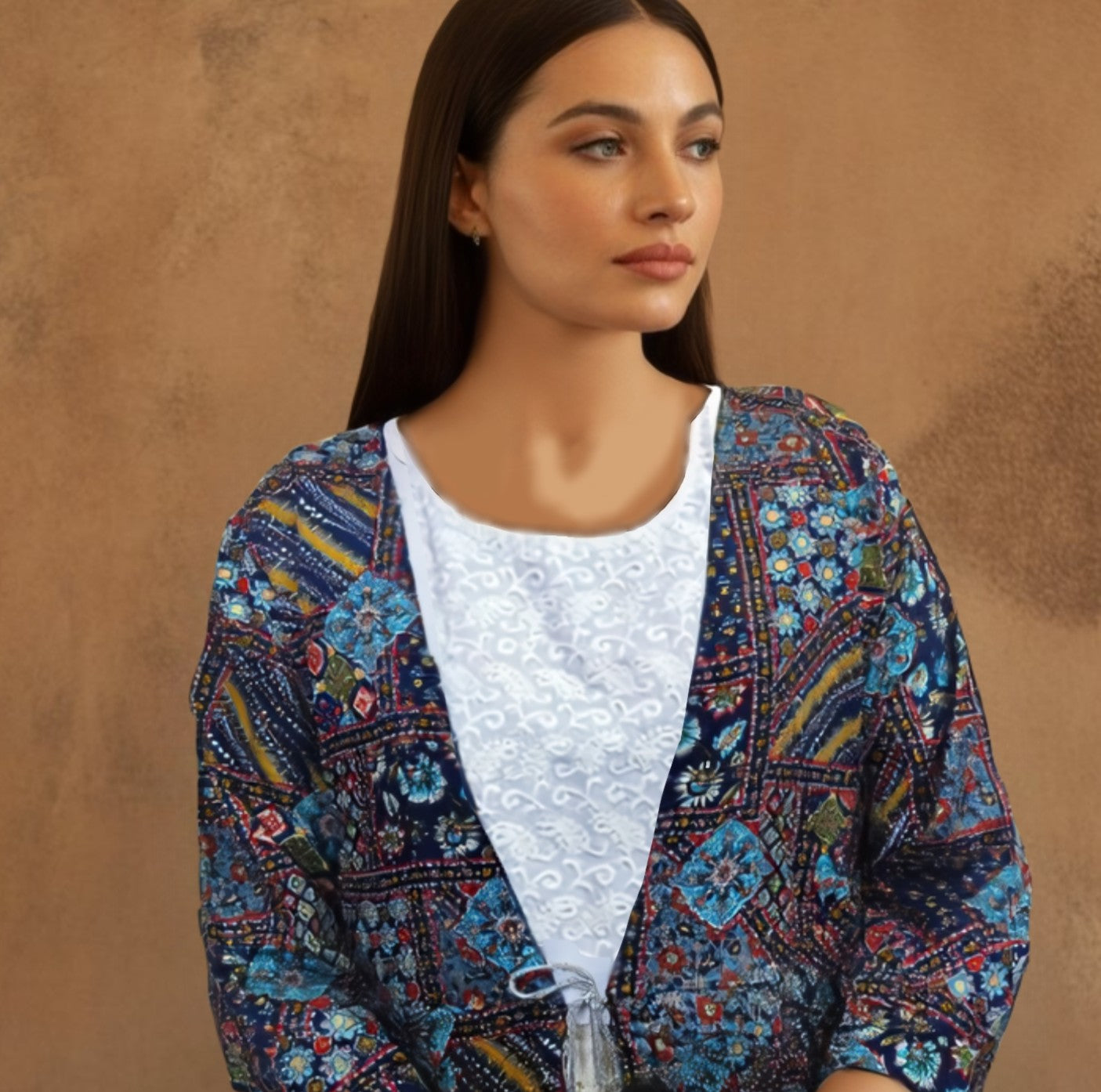 Indigo Mosaic Shrug - Long