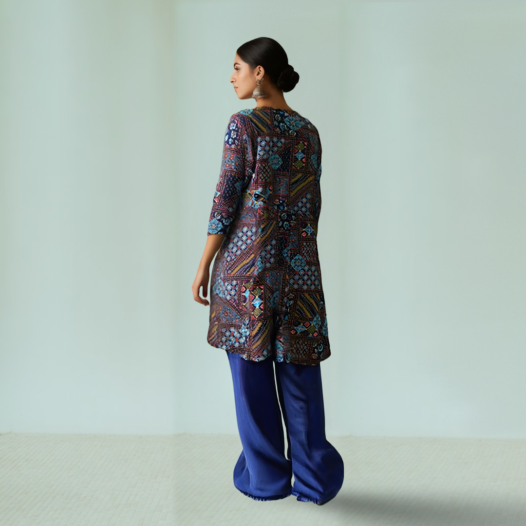 Indigo Mosaic Shrug - Short