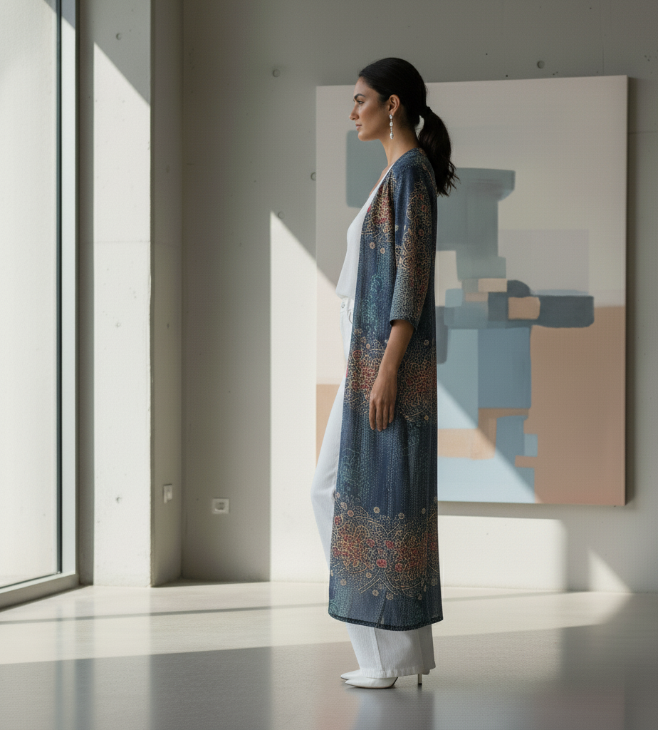 Blue Medina Shrug (3/4th Length)