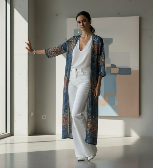 Blue Medina Shrug (3/4th Length)