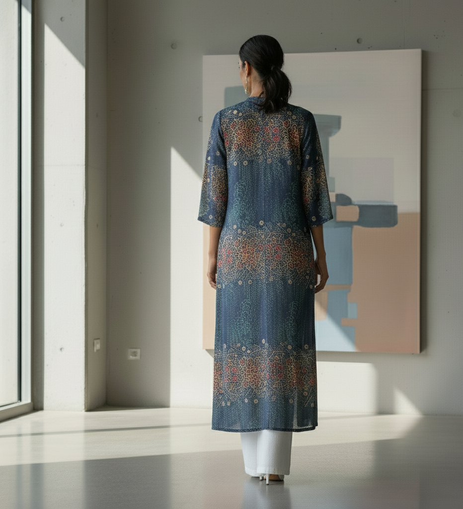 Blue Medina Shrug (3/4th Length)