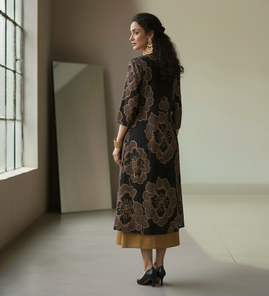 Onyx Flower Shrug (3/4th Length)