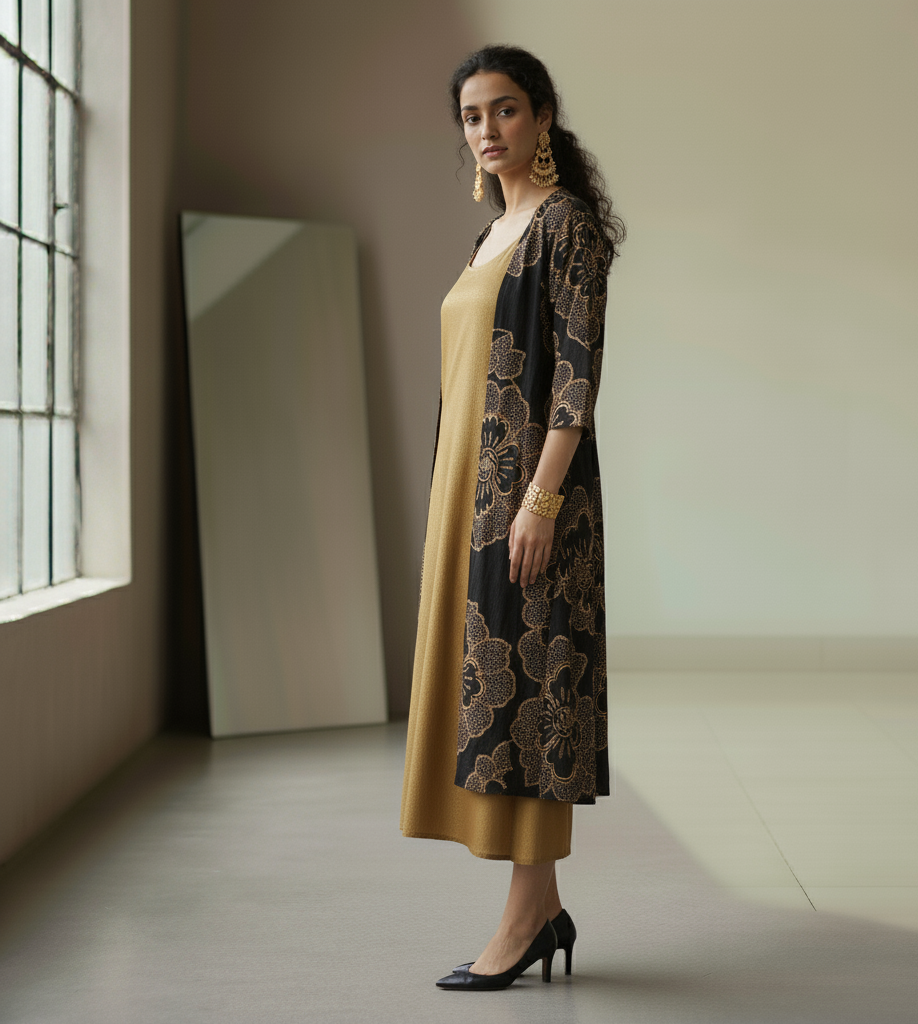 Onyx Flower Shrug (3/4th Length)