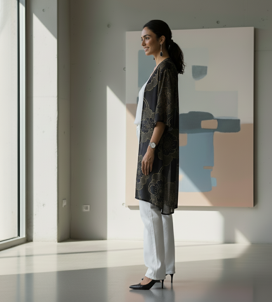 Onyx Flower Shrug (Knee Length)