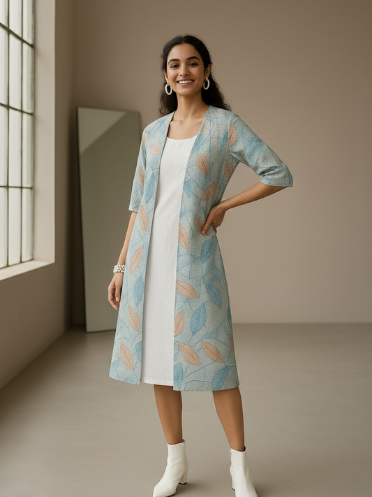 Sky Bloom Shrug (Knee Length)