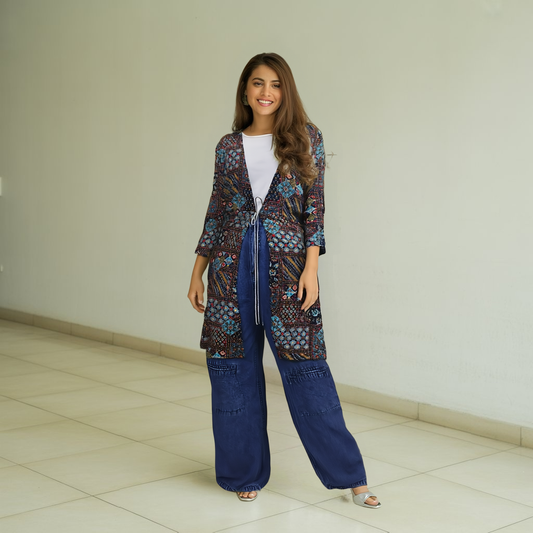 Indigo Mosaic Shrug - Short