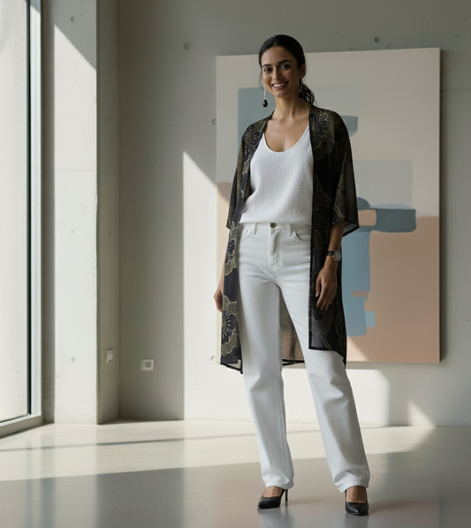 Onyx Flower Shrug (Knee Length)